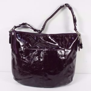 Coach Purple Patent Leather Large Hobo Bag